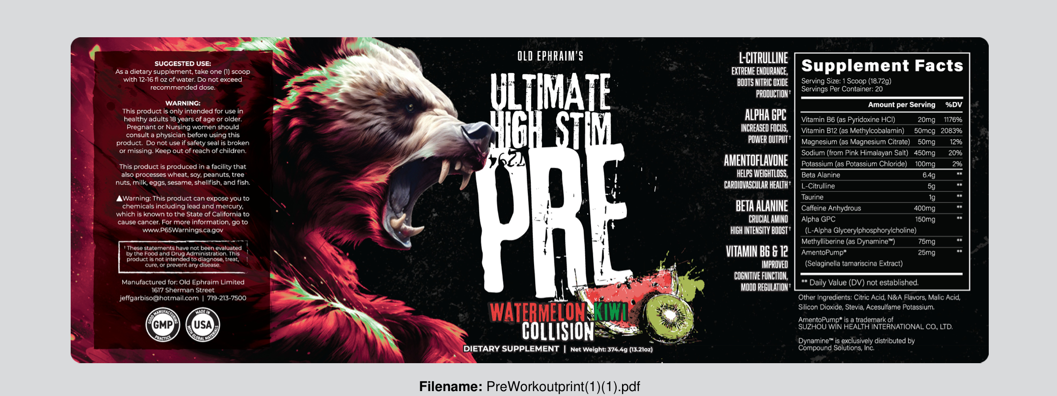 Old Ephraim Ultimate High Stim Pre-workout